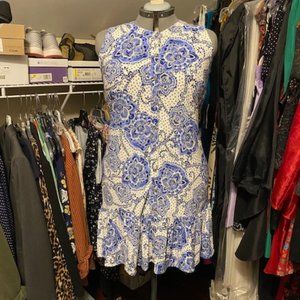 Tommy Hilfiger Blue and White Floral Sleeveless Dress